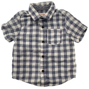 3/$30 Boys plaid button down short sleeve collared shirt, 3T blue, green, white